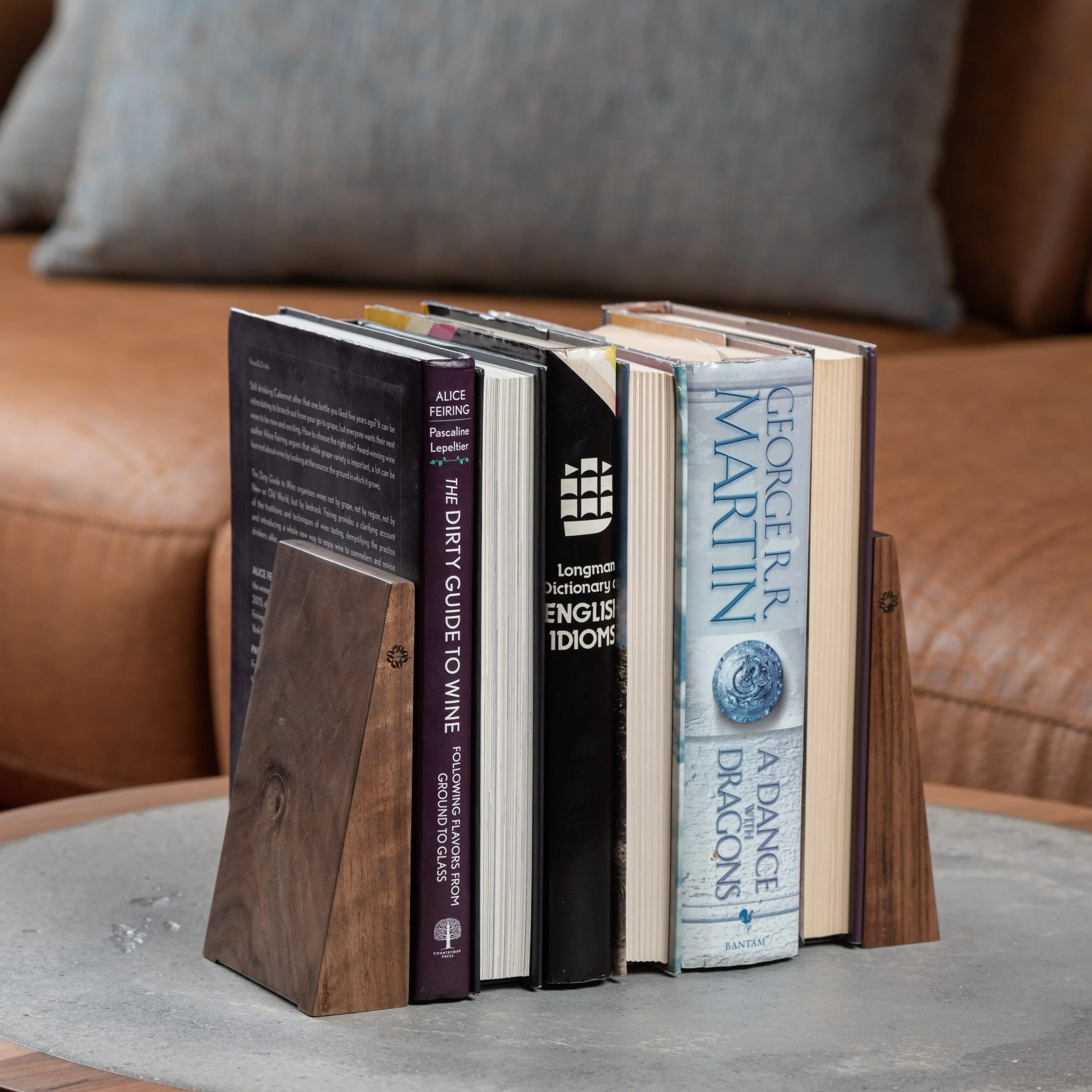 TILISMA Handmade Wooden Book Ends - Decorative Bookends for Shelves - Image 6